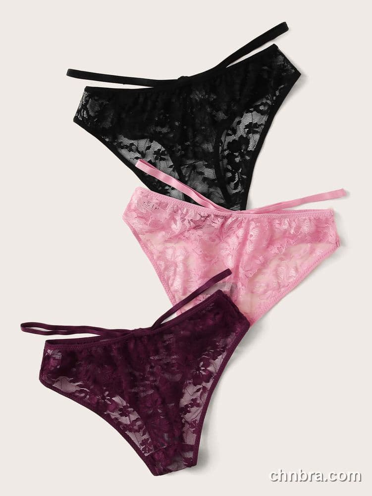 Wholesale Women's Black Sheer Floral Lace Bikini Panties 3-Pack – Direct Factory 2