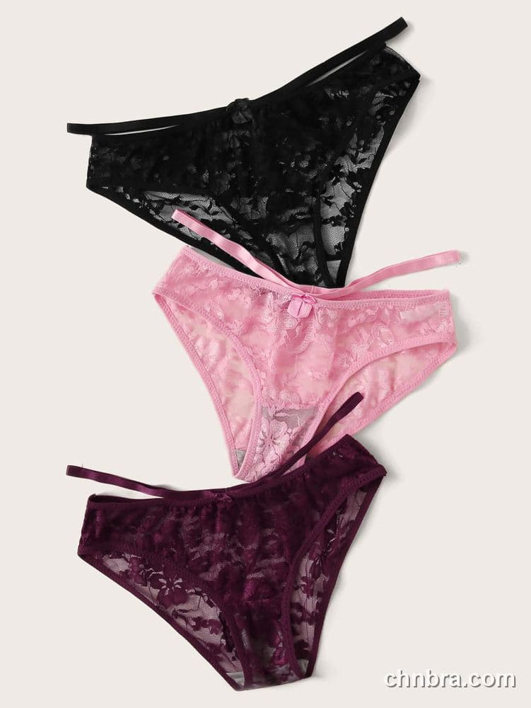 Wholesale Women's Black Sheer Floral Lace Bikini Panties 3-Pack – Direct Factory 4