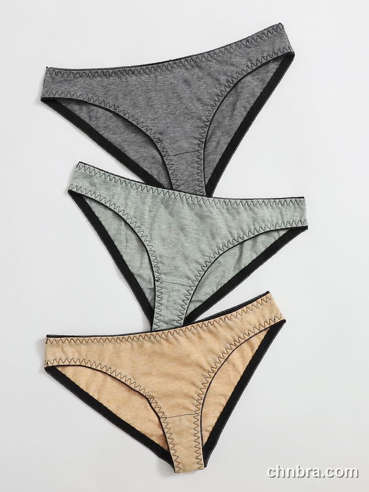 Women's Gray Printed Cotton Bikini Panties 3-Pack – Wholesale Panties Manufacturing Factory 3