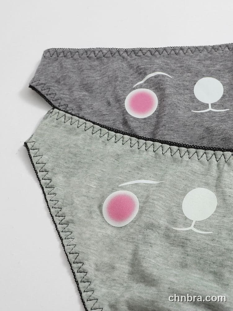 Women's Gray Printed Cotton Bikini Panties 3-Pack – Wholesale Panties Manufacturing Factory 4