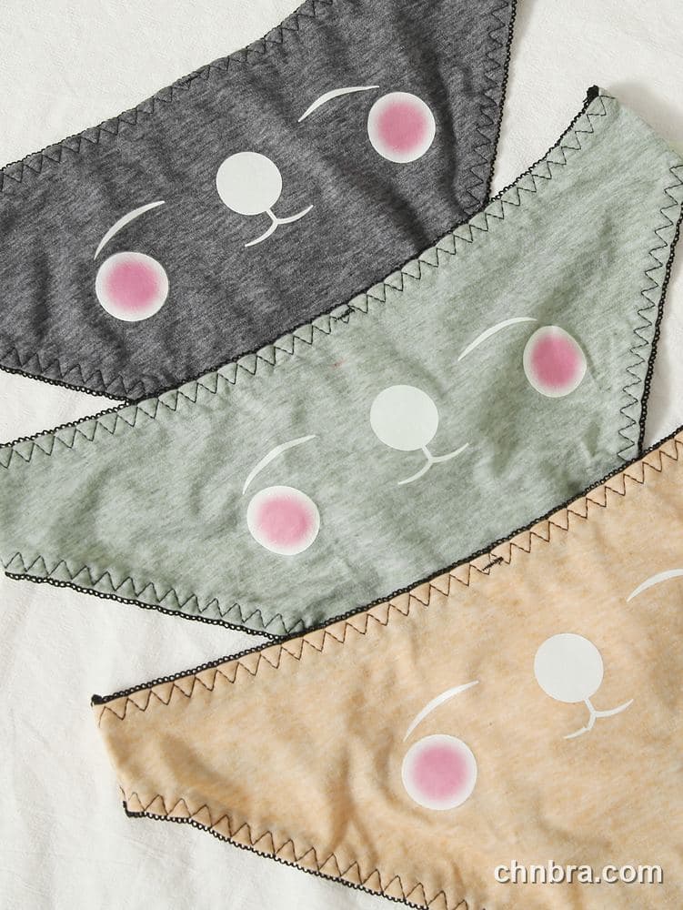 Women's Gray Printed Cotton Bikini Panties 3-Pack – Wholesale Panties Manufacturing Factory 6