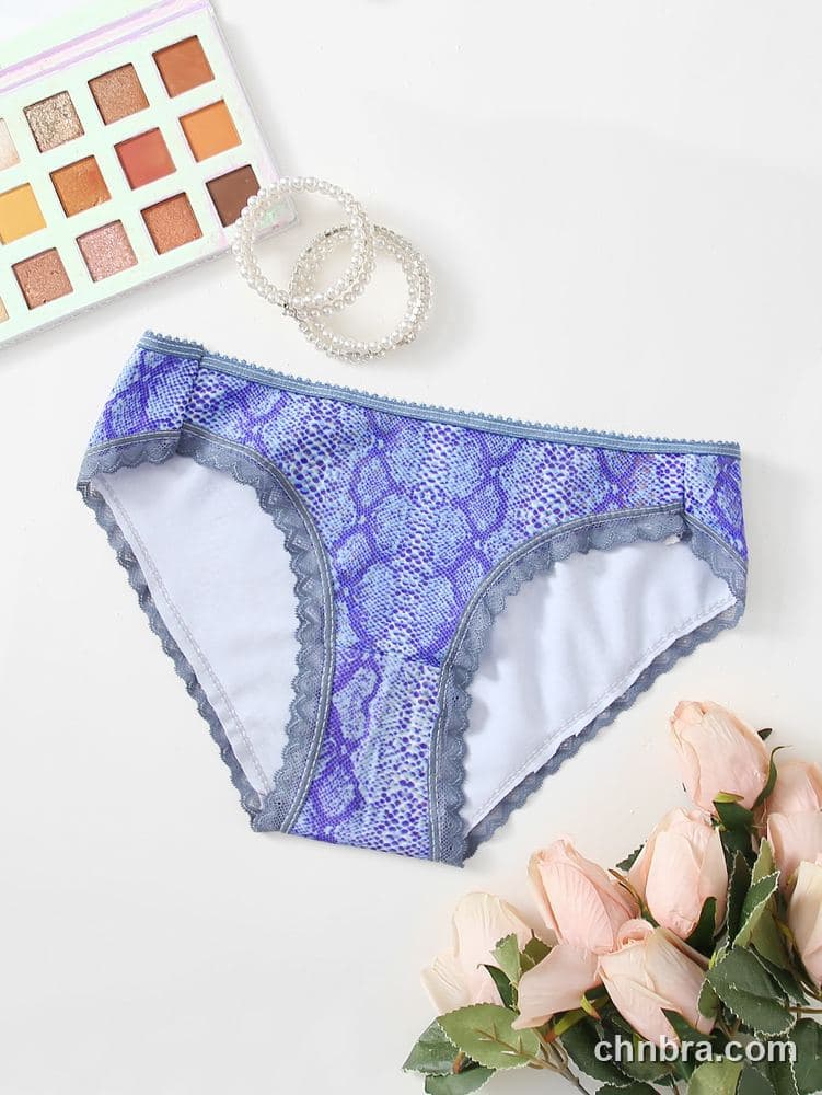 Blue Snakeskin Print Bikini Panties – Factory Wholesale, Everyday Wear