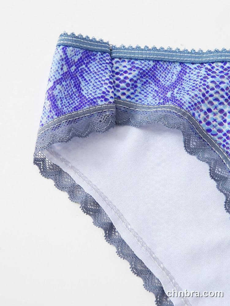 Blue Snakeskin Print Bikini Panties – Factory Wholesale, Everyday Wear 3