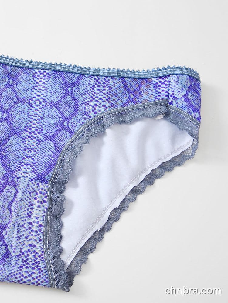 Blue Snakeskin Print Bikini Panties – Factory Wholesale, Everyday Wear 4