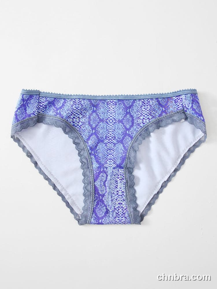Blue Snakeskin Print Bikini Panties – Factory Wholesale, Everyday Wear 5