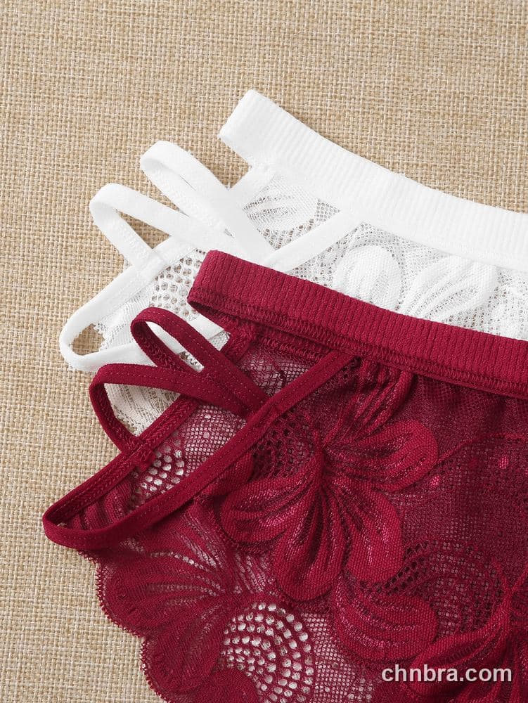 Women's Black Floral Lace Bikini Panties 3-Pack – Wholesale Panties Manufacturing Factory 4