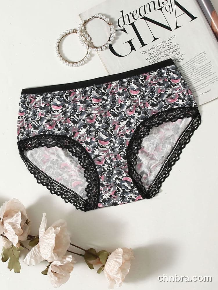 Pink Printed Mesh Briefs – Bulk Wholesale, Lingerie Supplier