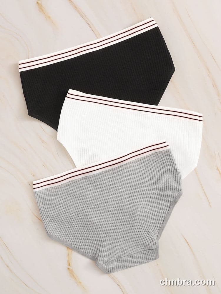 Women's Black Ribbed Cotton Briefs 3-Pack – OEM / ODM Underwear Manufacturer 2