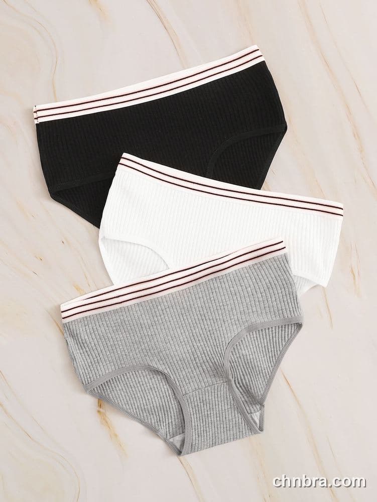 Women's Black Ribbed Cotton Briefs 3-Pack – OEM / ODM Underwear Manufacturer 3