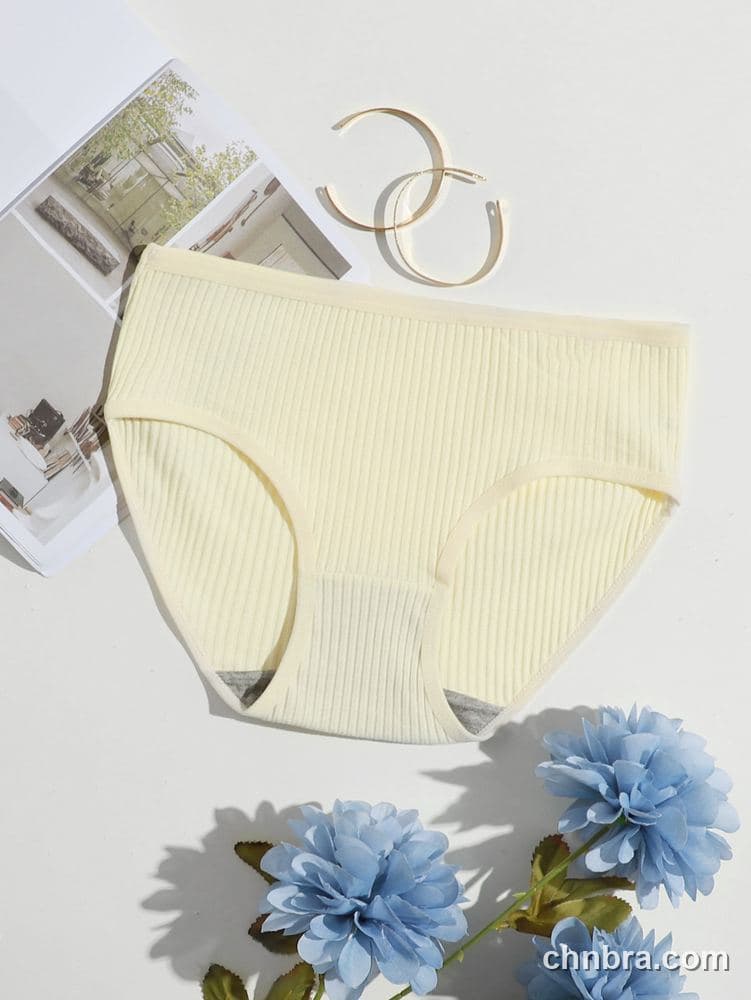 Women's Cream Ribbed Cotton Briefs – Wholesale Panties Manufacturing Factory