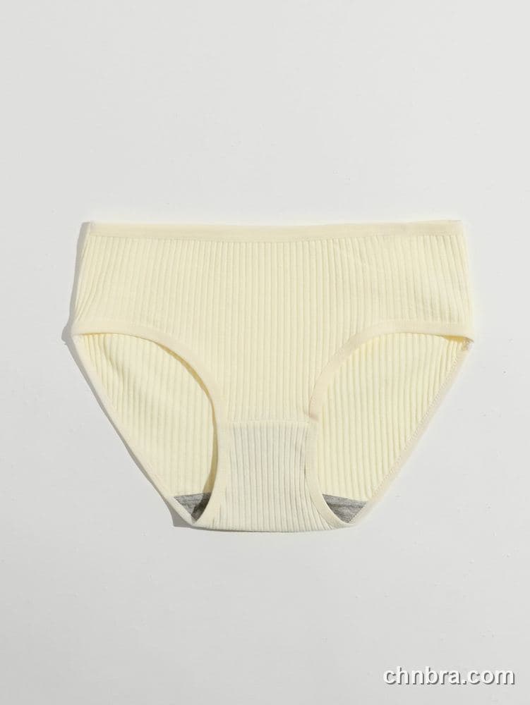 Women's Cream Ribbed Cotton Briefs – Wholesale Panties Manufacturing Factory 4