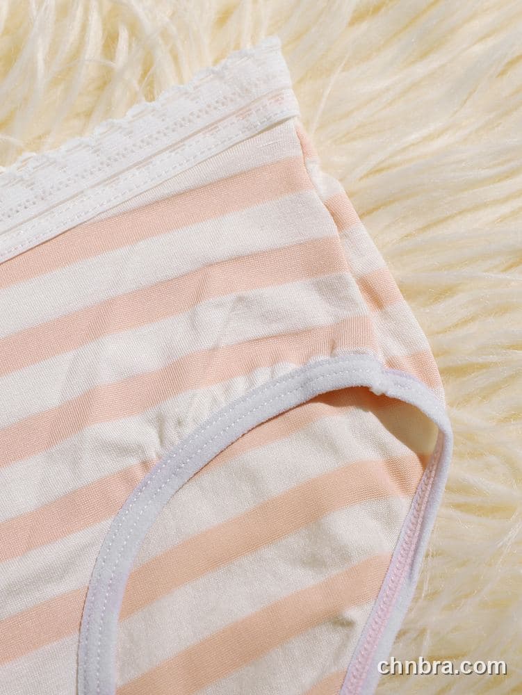Women's Beige Striped Cotton Briefs – OEM / ODM Underwear Manufacturer 10