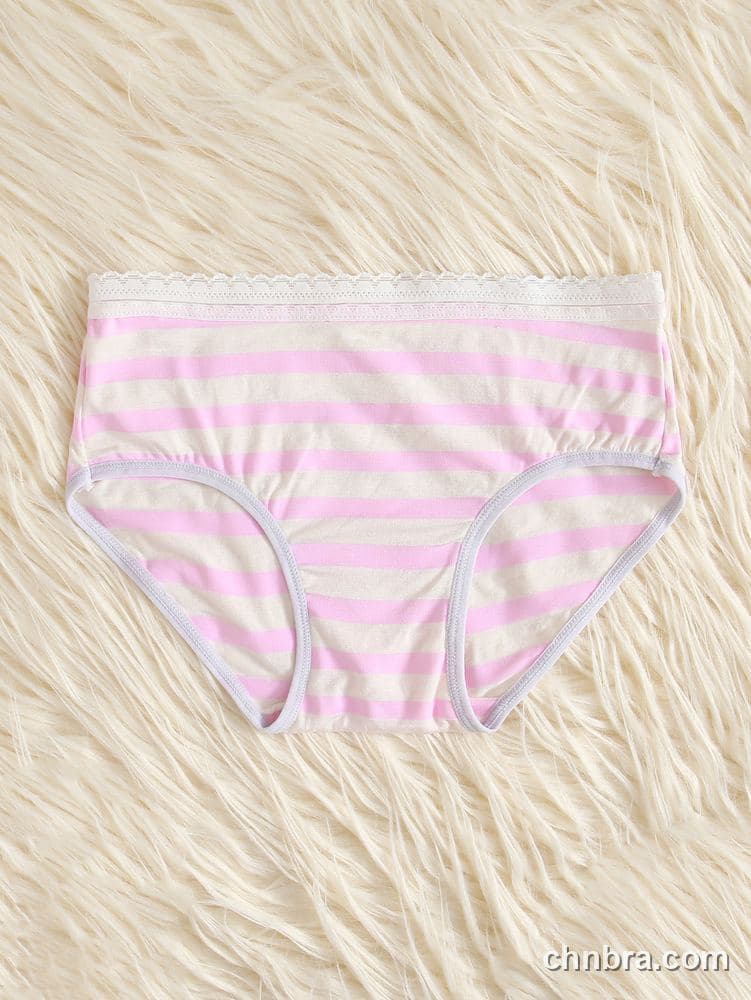Women's Beige Striped Cotton Briefs – OEM / ODM Underwear Manufacturer 13
