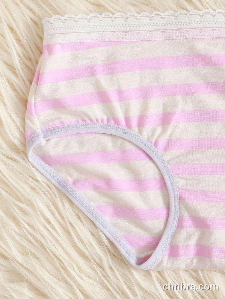 Women's Beige Striped Cotton Briefs – OEM / ODM Underwear Manufacturer 14