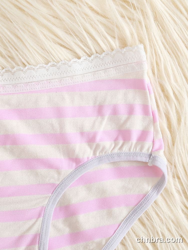 Women's Beige Striped Cotton Briefs – OEM / ODM Underwear Manufacturer 15
