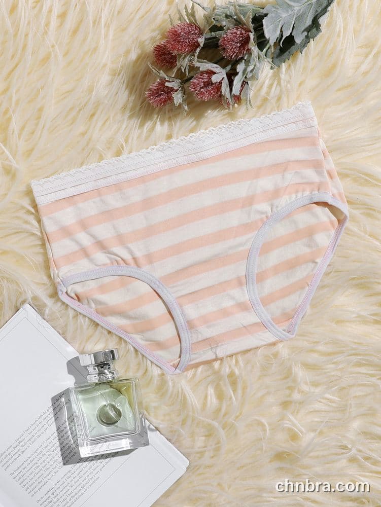 Women's Beige Striped Cotton Briefs – OEM / ODM Underwear Manufacturer 6
