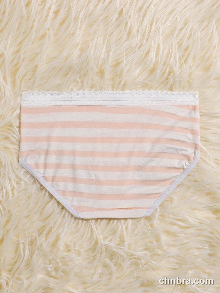 Women's Beige Striped Cotton Briefs – OEM / ODM Underwear Manufacturer 7