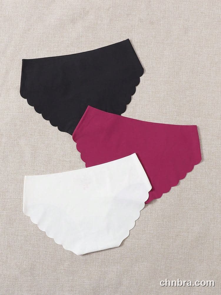 Black Seamless Scallop-Edge Briefs 3-Pack – Bulk Wholesale, Lingerie Supplier 2