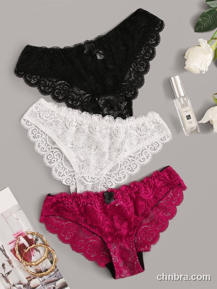 Wholesale Women's Black Floral Lace Cheeky Panties 3-Pack – Direct Factory