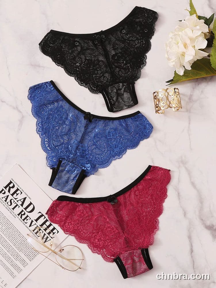 Women's Black Eyelash Lace Cheeky Panties 3-Pack – OEM / ODM Underwear Manufacturer