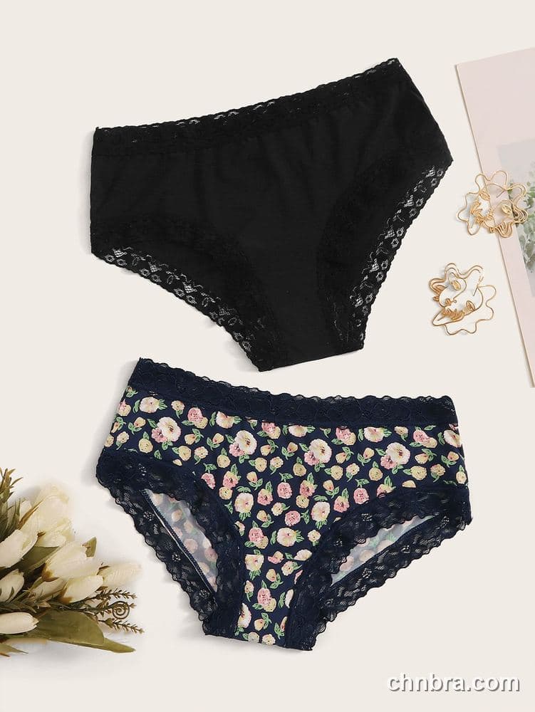 Women's Black Lace-Trim Hipster Panties 2-Pack – Wholesale Panties Manufacturing Factory