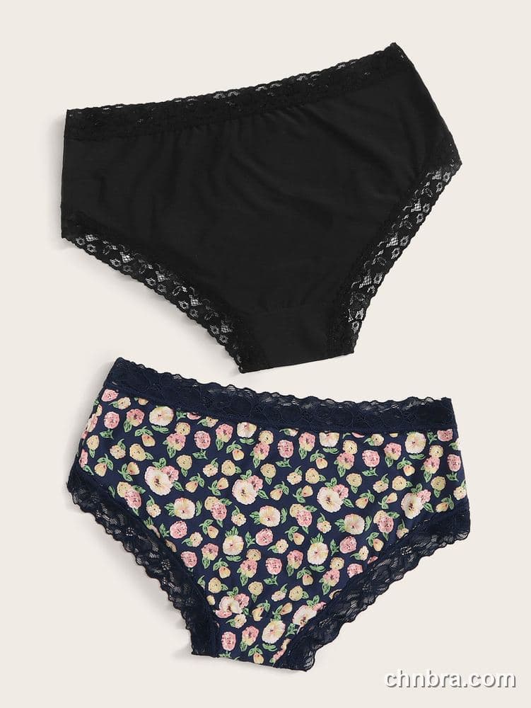 Women's Black Lace-Trim Hipster Panties 2-Pack – Wholesale Panties Manufacturing Factory 2