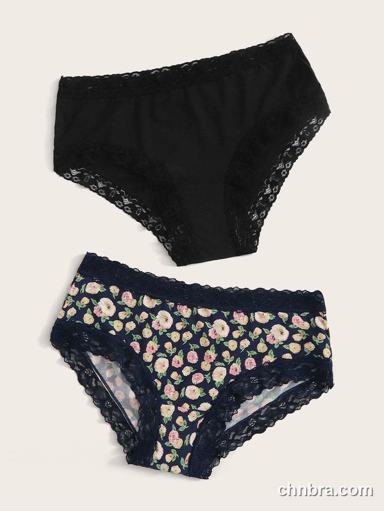 Women's Black Lace-Trim Hipster Panties 2-Pack – Wholesale Panties Manufacturing Factory 3