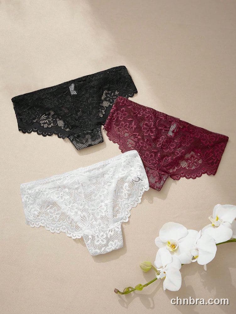 Women's Black Floral Lace Hipster Panties 3-Pack – OEM / ODM Underwear Manufacturer 13