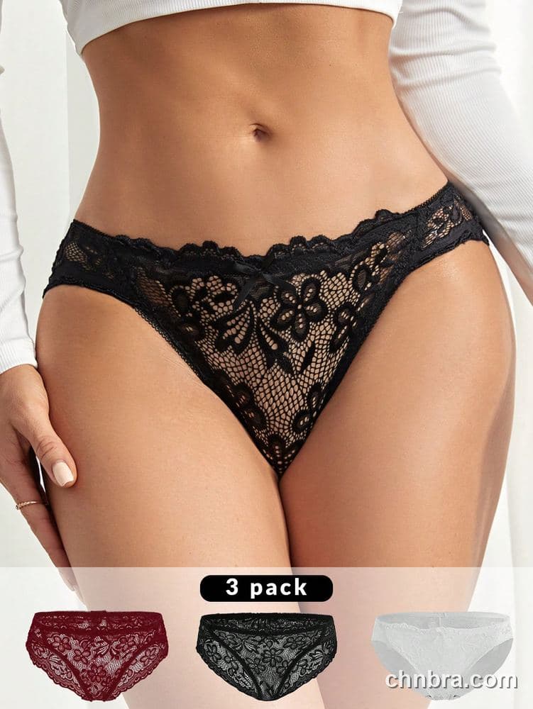Women's Black Floral Lace Hipster Panties 3-Pack – OEM / ODM Underwear Manufacturer 7