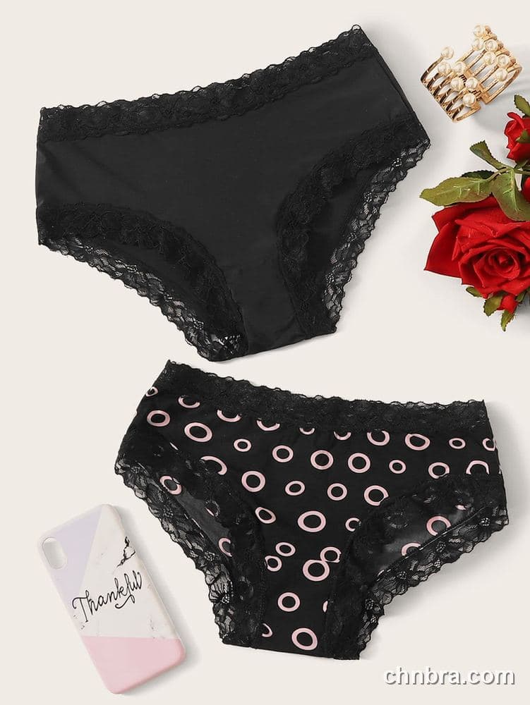 Women's Black Printed Hipster Panties 2-Pack – Wholesale Panties Manufacturing Factory 16