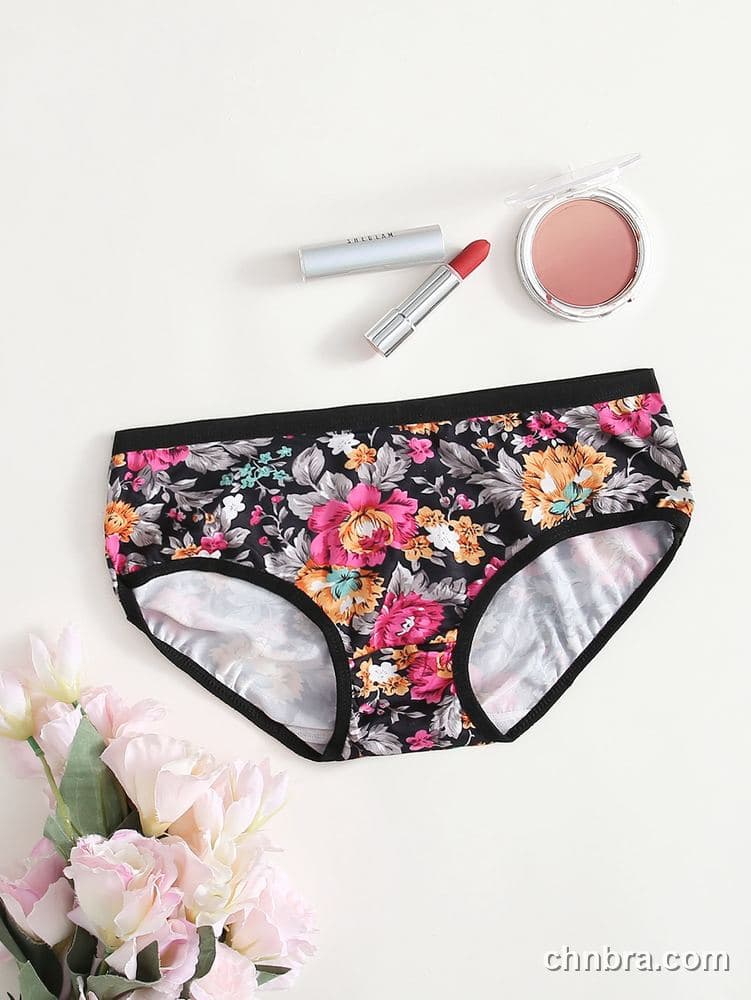 Wholesale Women's Black Floral Print Hipster Panties – Direct Factory