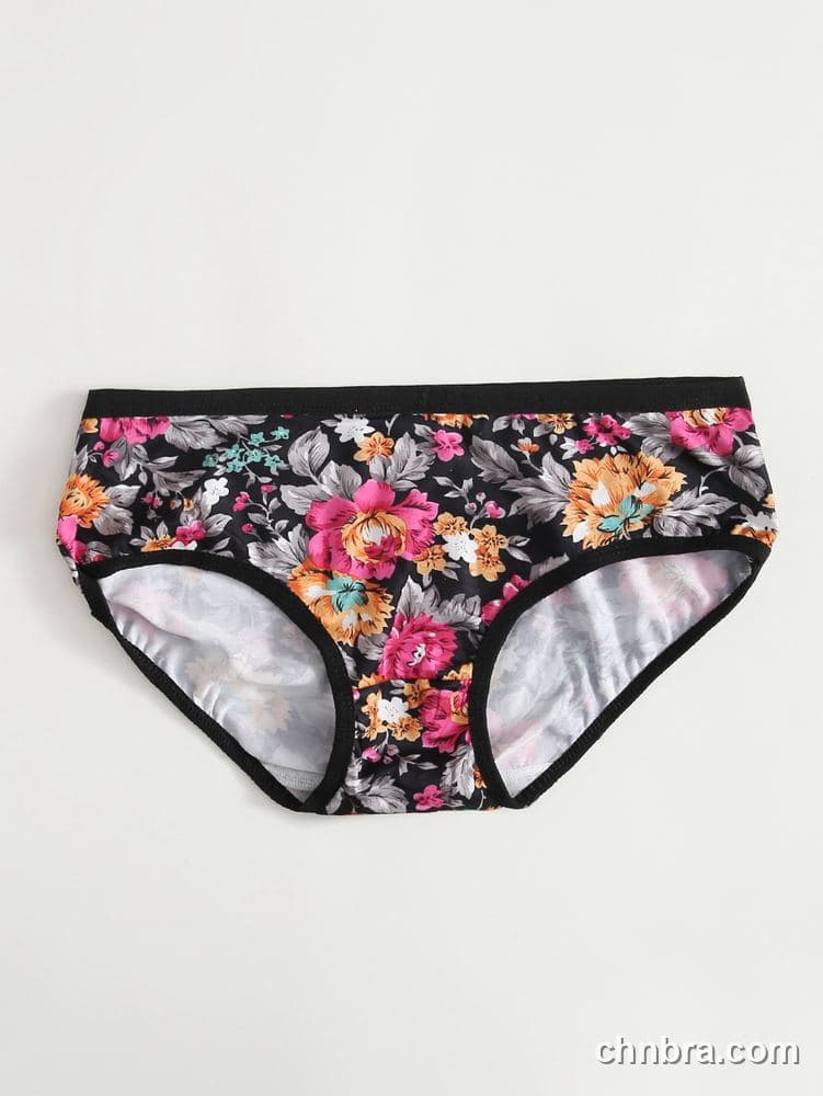 Wholesale Women's Black Floral Print Hipster Panties – Direct Factory 3