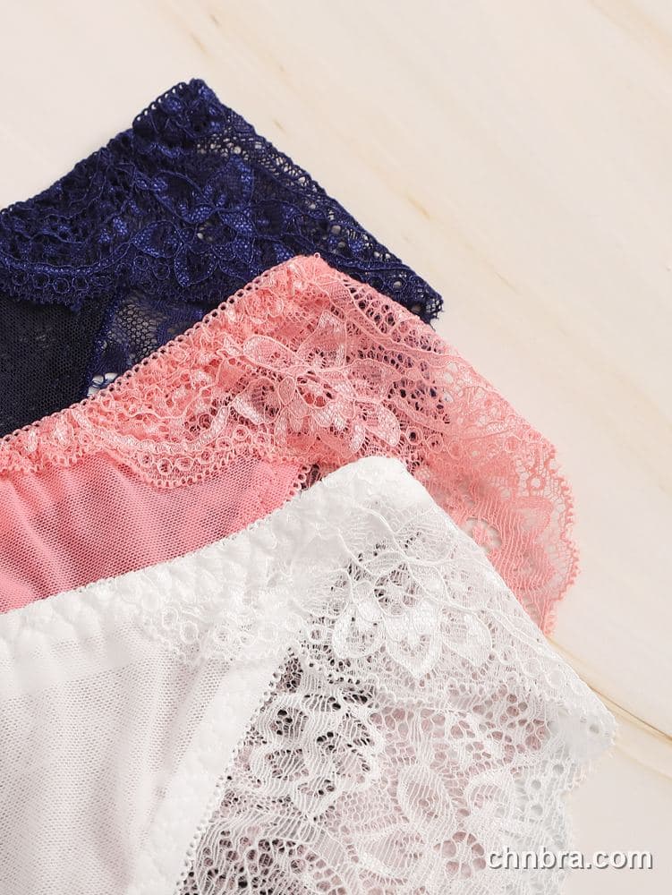 Custom Navy Floral Lace Hipster Panties 3-Pack – Wholesale Direct from Factory 5