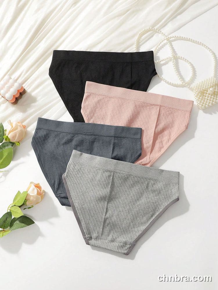 Women's Black Textured Seamless Hipster Panties 4-Pack – Wholesale Panties Manufacturing Factory 30