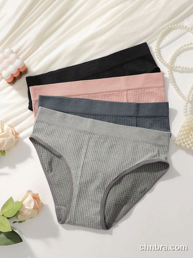 Women's Black Textured Seamless Hipster Panties 4-Pack – Wholesale Panties Manufacturing Factory 32