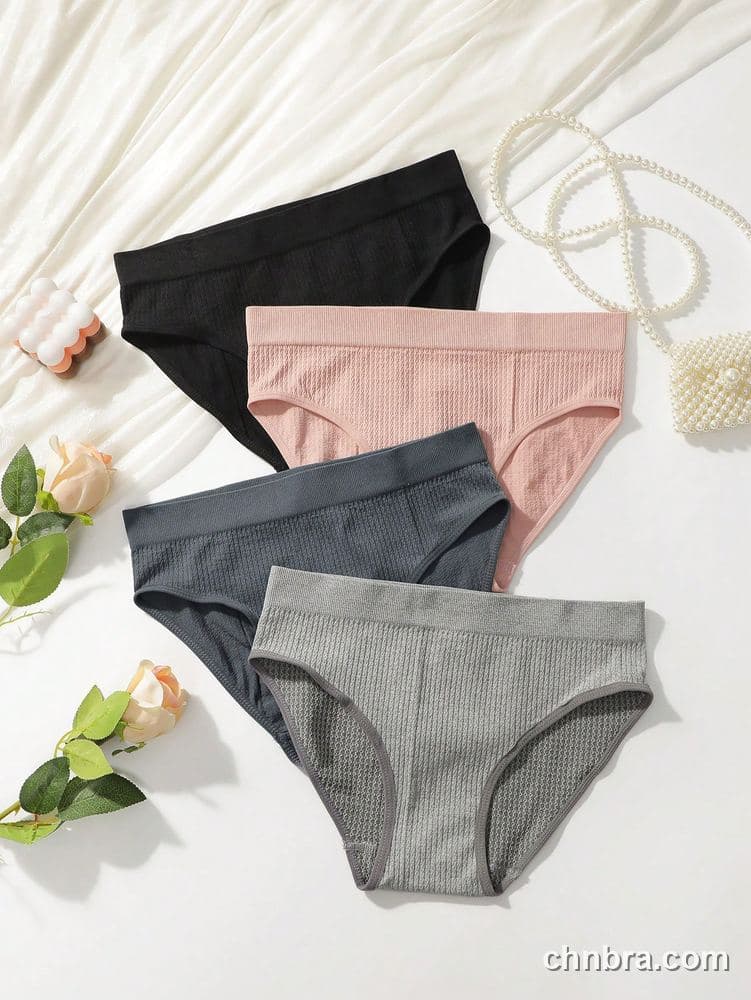 Women's Black Textured Seamless Hipster Panties 4-Pack – Wholesale Panties Manufacturing Factory 34