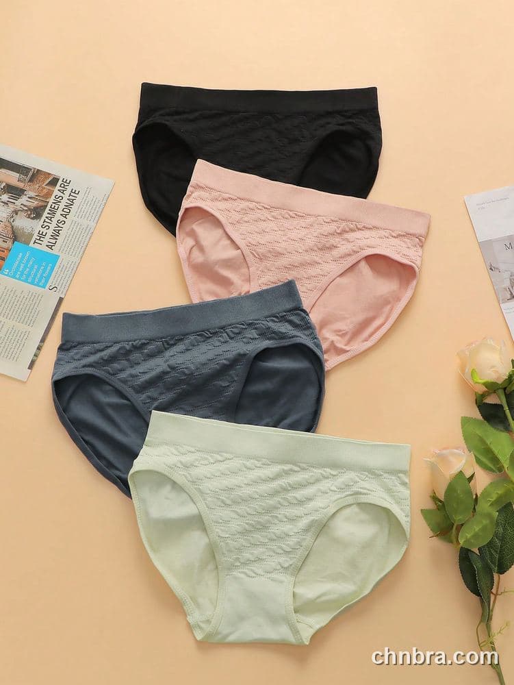 Custom Black Cable-Texture Seamless Hipster Panties 4-Pack – Wholesale Direct from Factory 12
