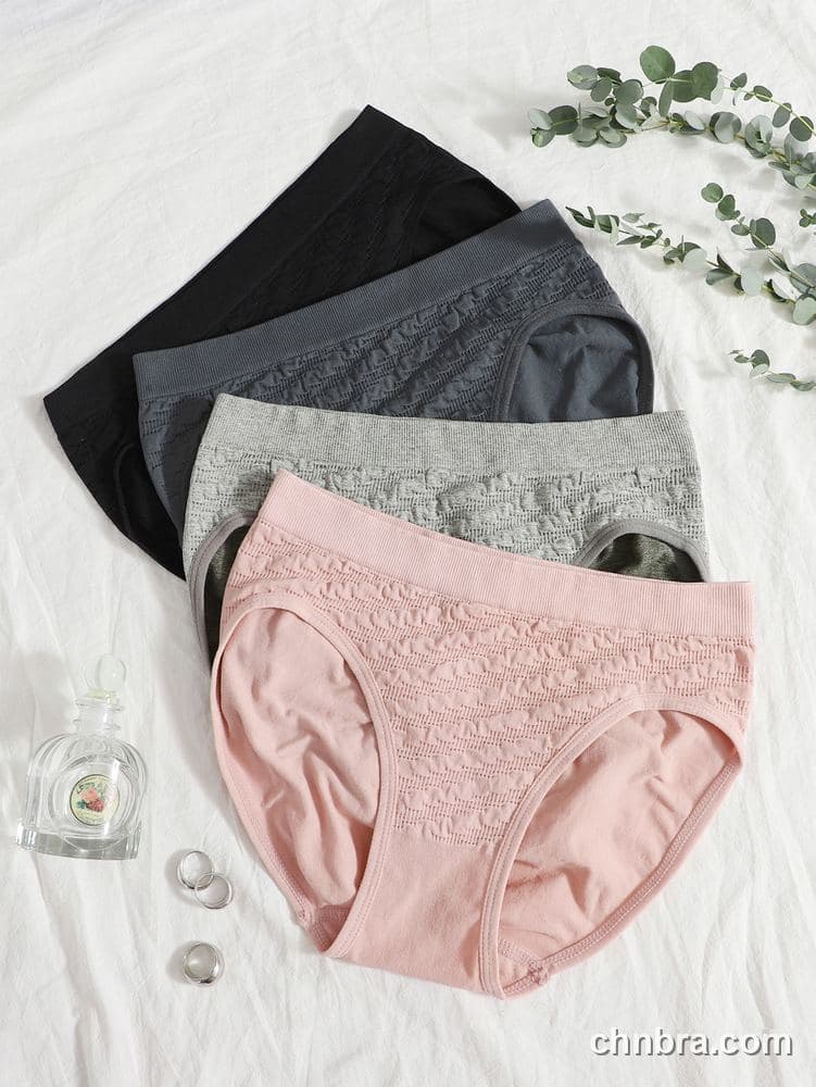 Custom Black Cable-Texture Seamless Hipster Panties 4-Pack – Wholesale Direct from Factory 19