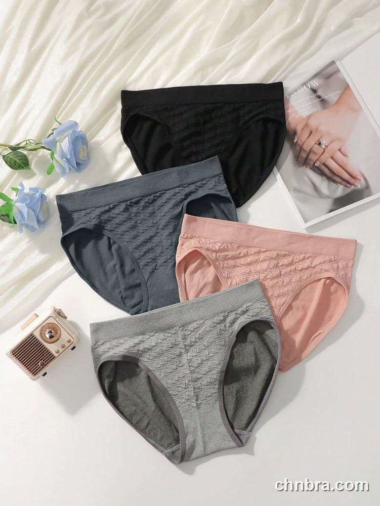 Custom Black Cable-Texture Seamless Hipster Panties 4-Pack – Wholesale Direct from Factory 24