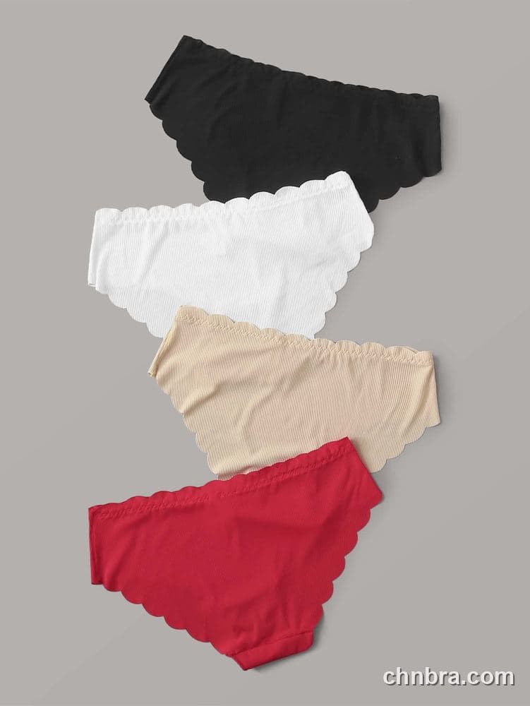 Black Ribbed Scallop-Edge Hipster Panties 4-Pack – Factory Wholesale, Everyday Wear 2