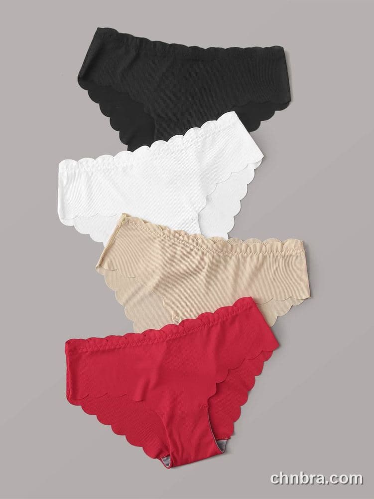 Black Ribbed Scallop-Edge Hipster Panties 4-Pack – Factory Wholesale, Everyday Wear 3