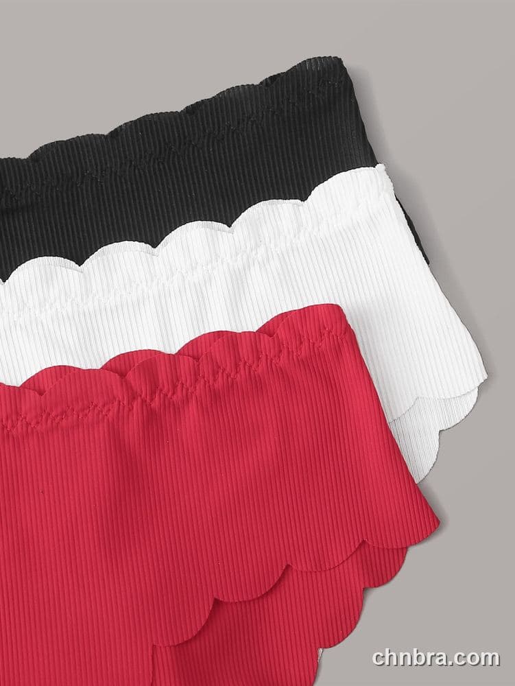 Black Ribbed Scallop-Edge Hipster Panties 4-Pack – Factory Wholesale, Everyday Wear 4