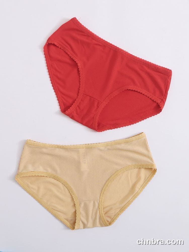Red Ribbed Cotton Hipster Panties 2-Pack – Bulk Wholesale, Lingerie Supplier 3