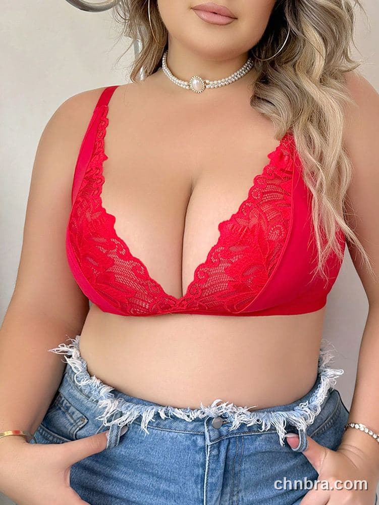 Wholesale Plus Size Black Lace-Trim Plunge Bralette – Direct Factory 16