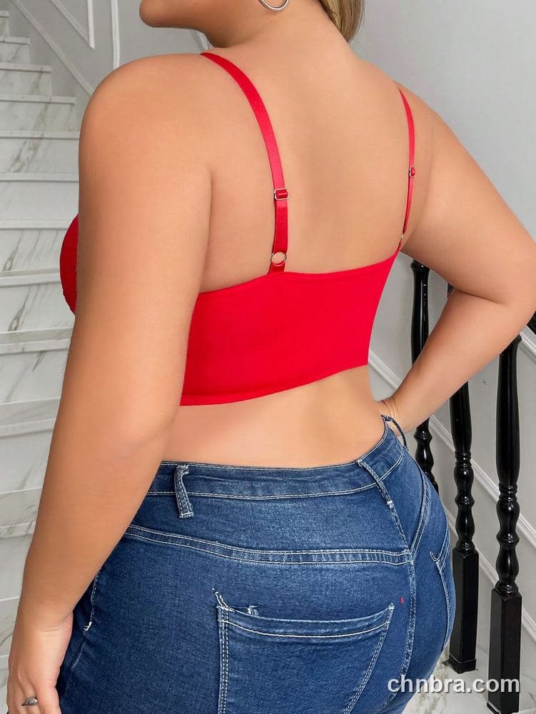 DesireSculpt Plus Size Red Eyelash Lace Bralette – Factory Wholesale 2