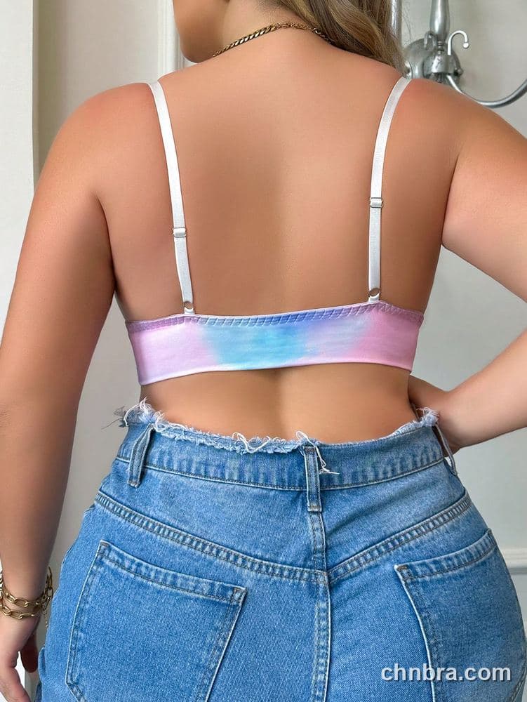 Plus Size Pink Tie-Dye Print Triangle Bralette – Wholesale Lingerie Manufacturing Factory 2