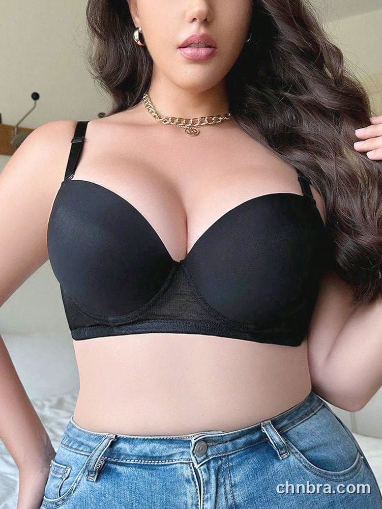 Custom Plus Size Black Smooth Molded Push-Up Bra – Wholesale Direct from Factory 5