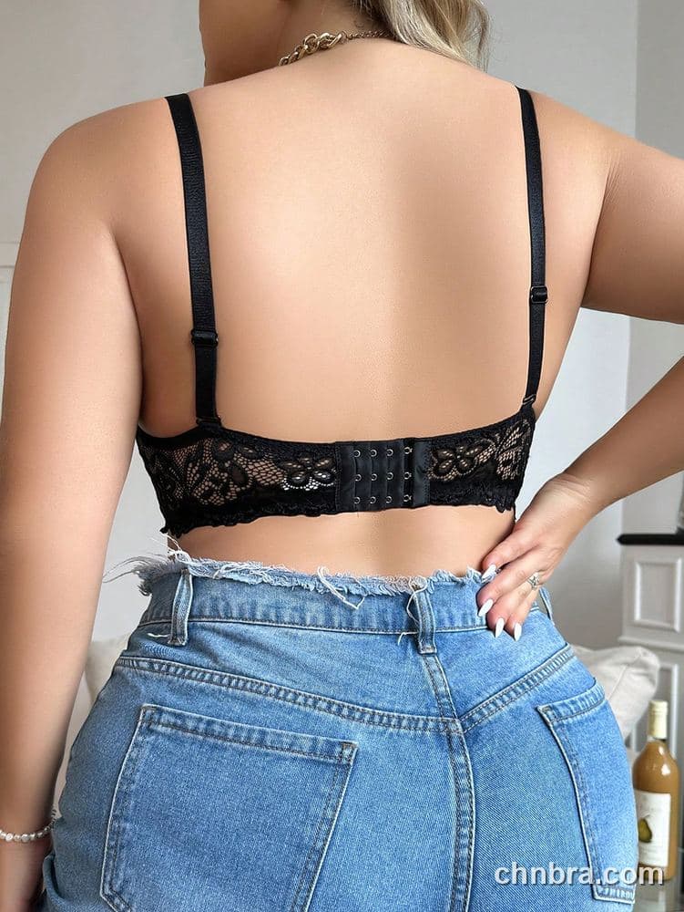 Plus Size Black Floral Lace Balconette Bra – OEM / ODM Lingerie Manufacturer 2