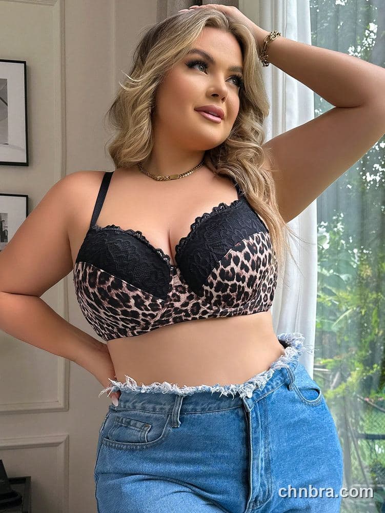 Custom Plus Size Leopard Cups with Lace Trim Bra – Wholesale Direct from Factory 3