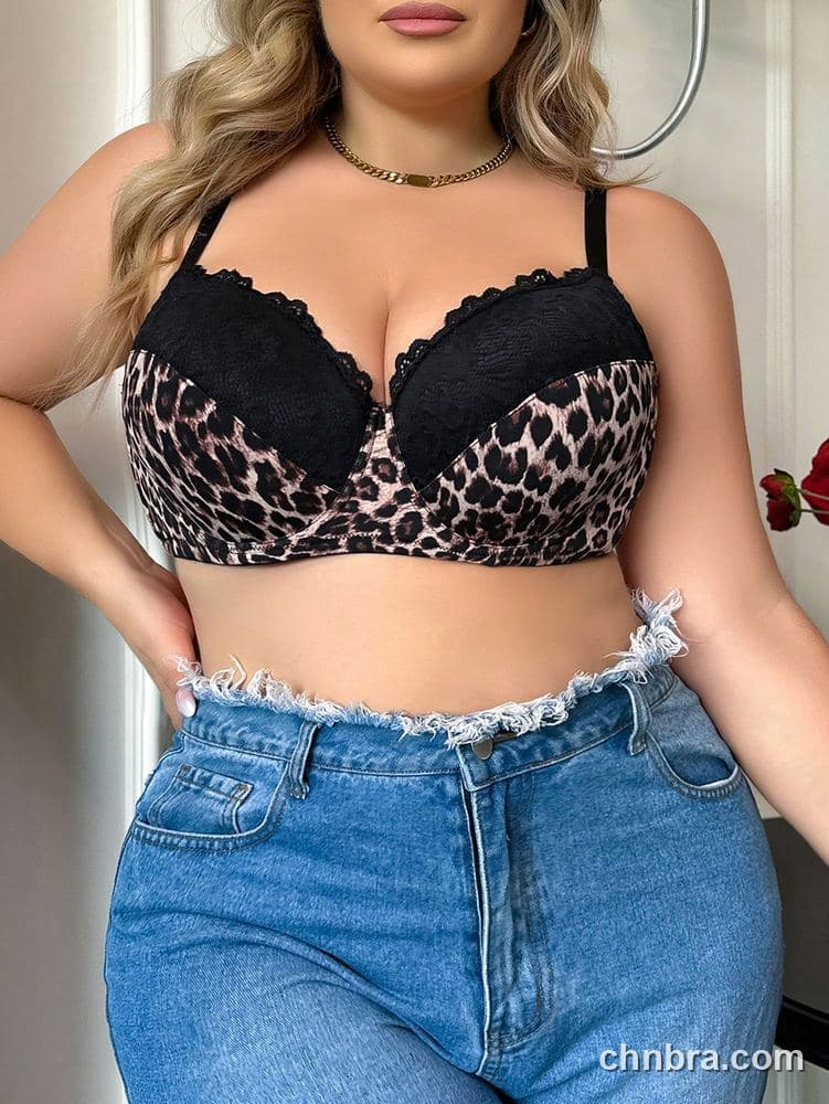 Custom Plus Size Leopard Cups with Lace Trim Bra – Wholesale Direct from Factory 4